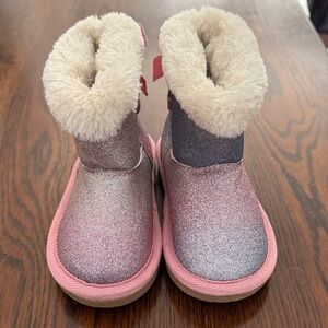 Glittery Pink and Gray Kids Boots